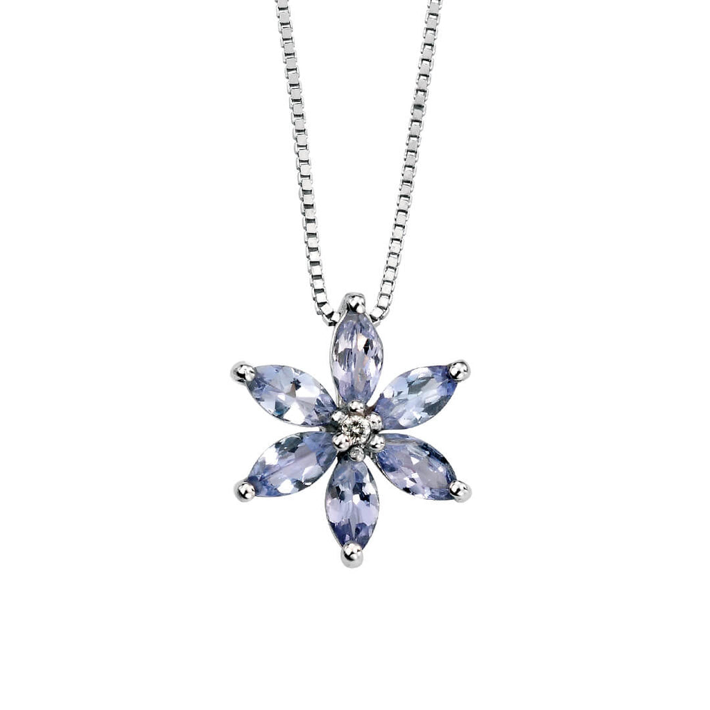 Elements Gold Tanzanite Flower Pendant with Diamond